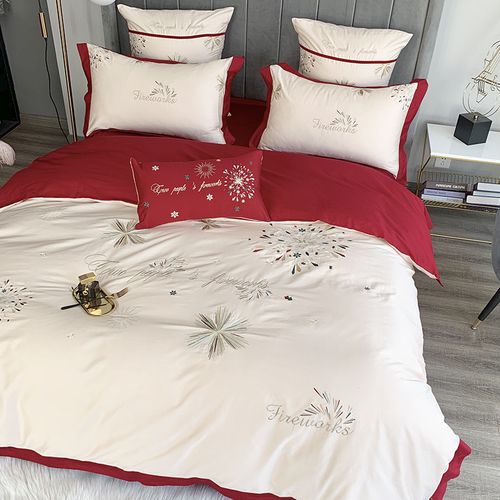 60長絨棉刺繡四件套「煙花」 以星級睡眠美學，點亮臥室的夜空